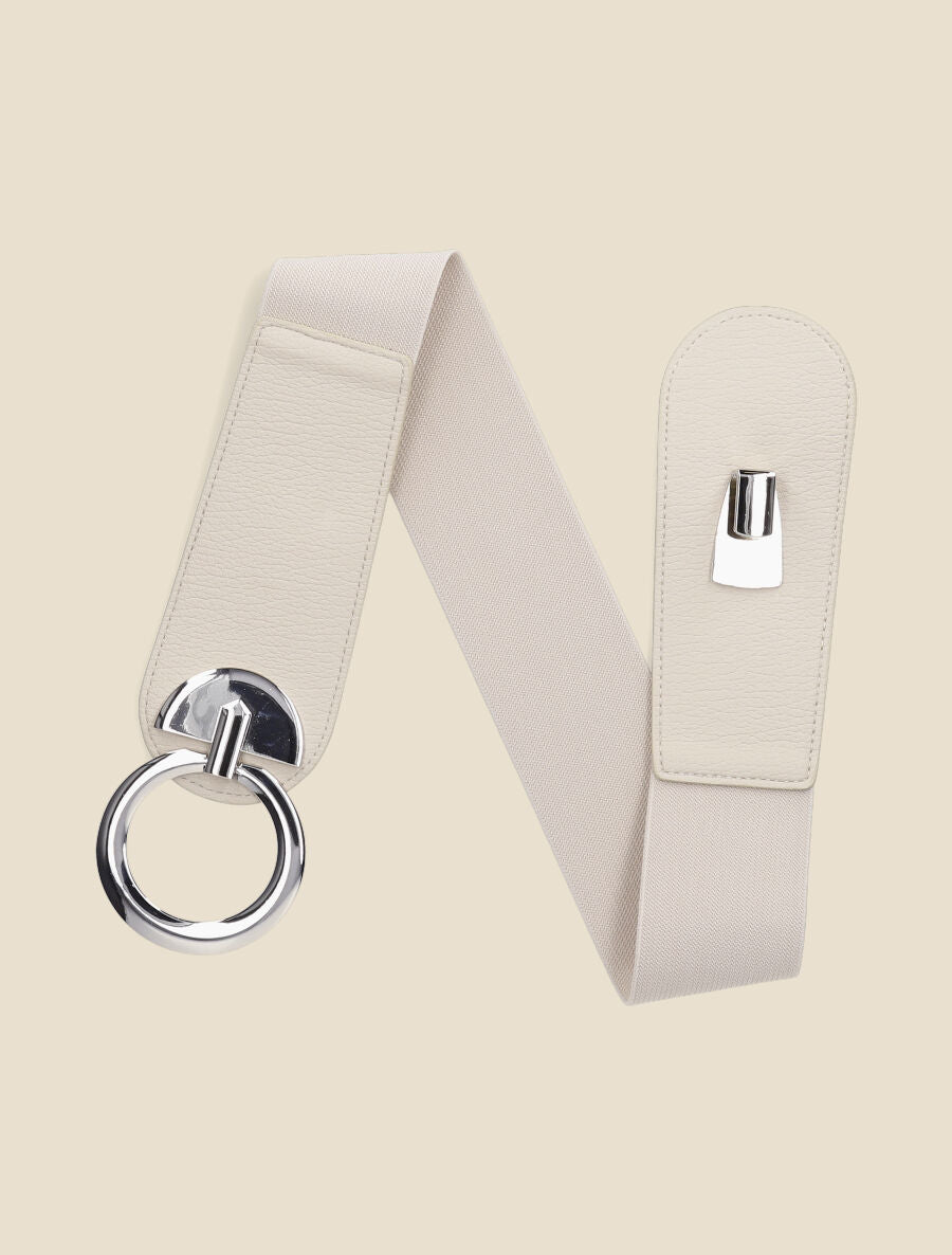 Ceinture bi-matière à boucle ronde - Beige - 1
