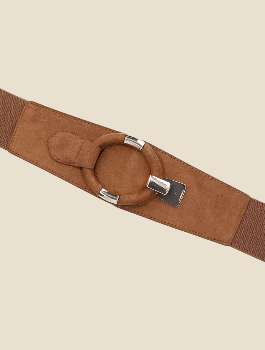 Ceinture en suédine à boucle ovale - Camel - 2