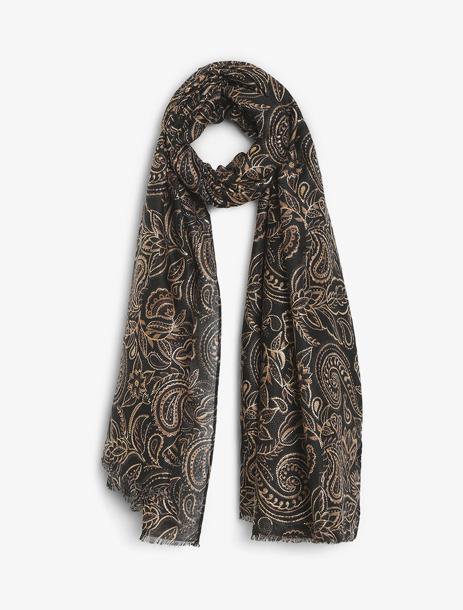 Foulard imprimé cachemire irisé - Noir - 4