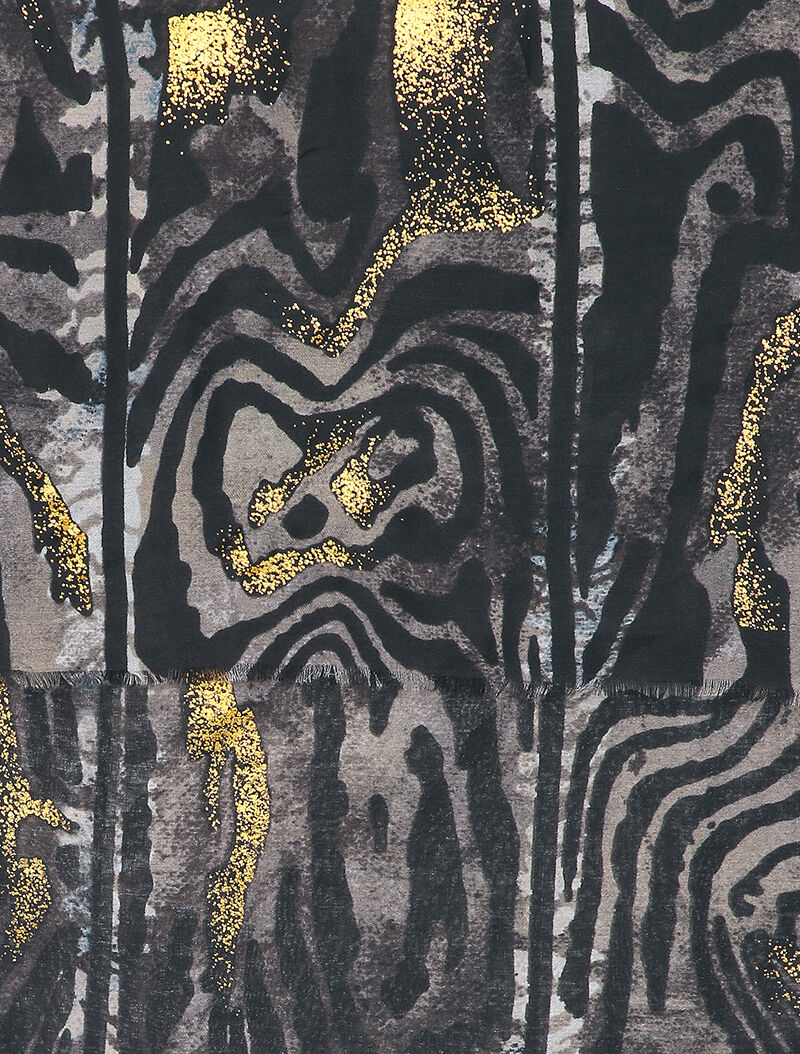 Foulard à imprimé zèbre stylisé et lamé - Gris foncé - 2