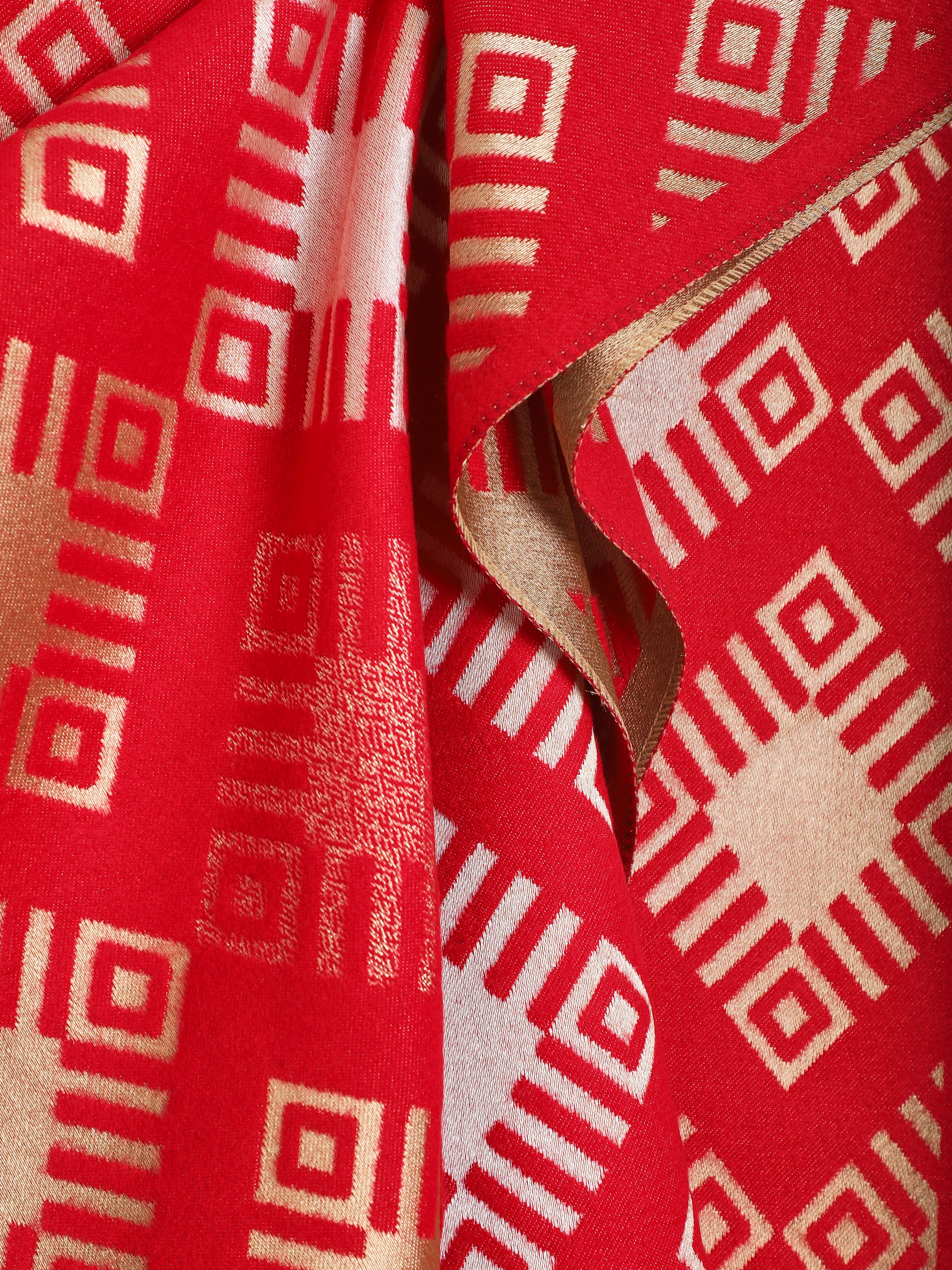Echarpe motifs géométriques - Rouge - 3
