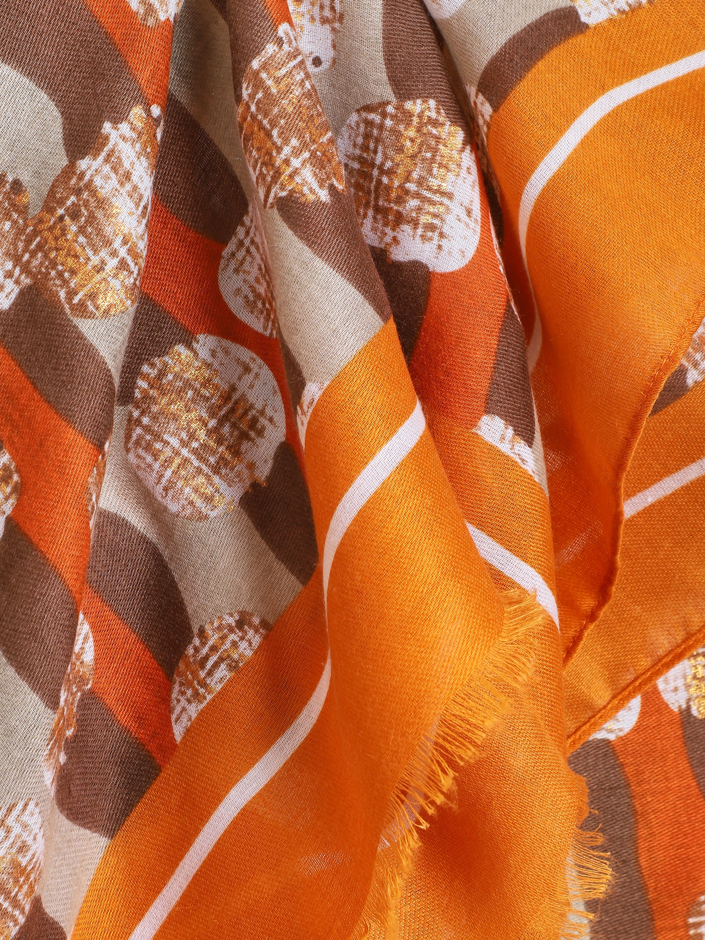 Foulard à imprimé graphique - Orange - 3