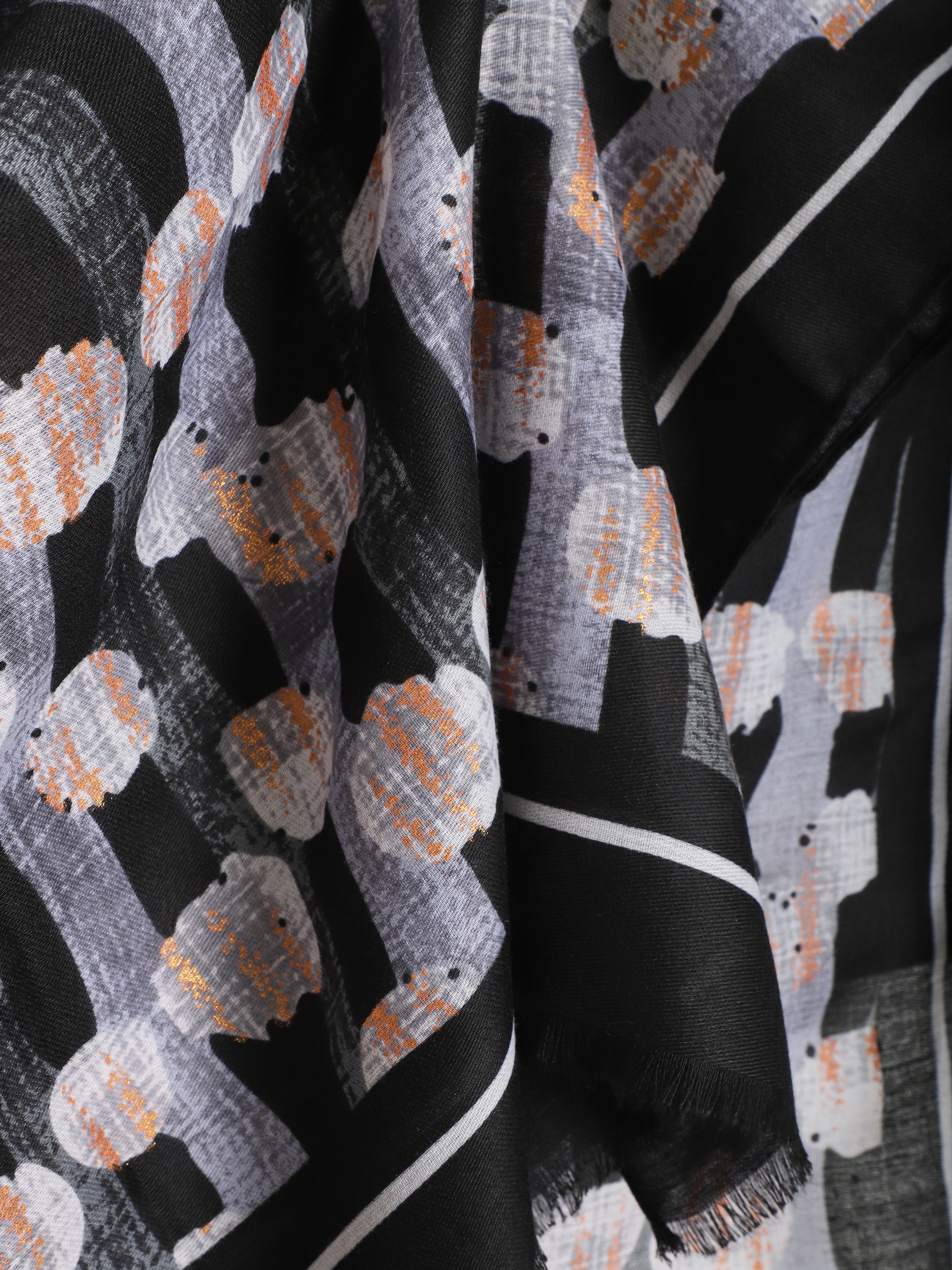 Foulard à imprimé graphique - Noir - 3