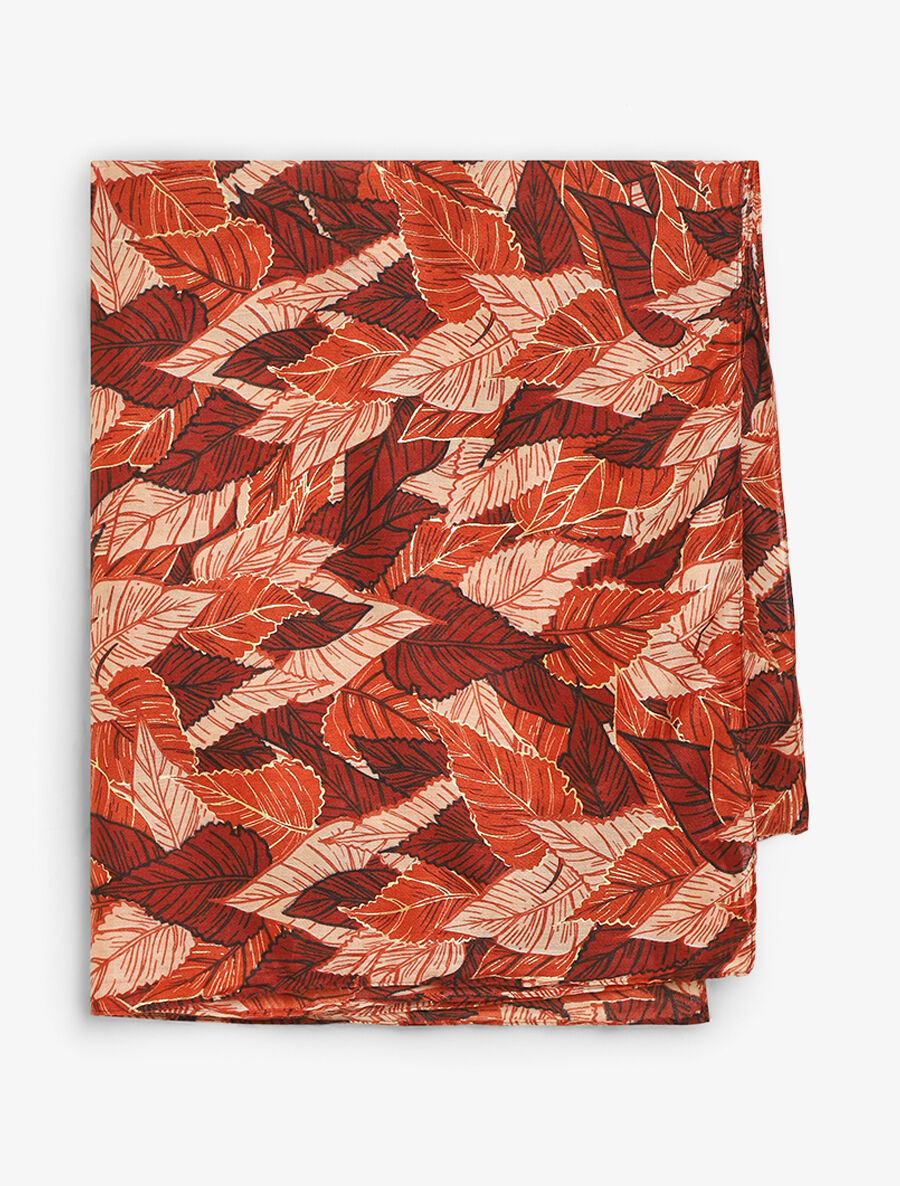 Foulard à imprimé feuilles automnales irisées - Orange - 2