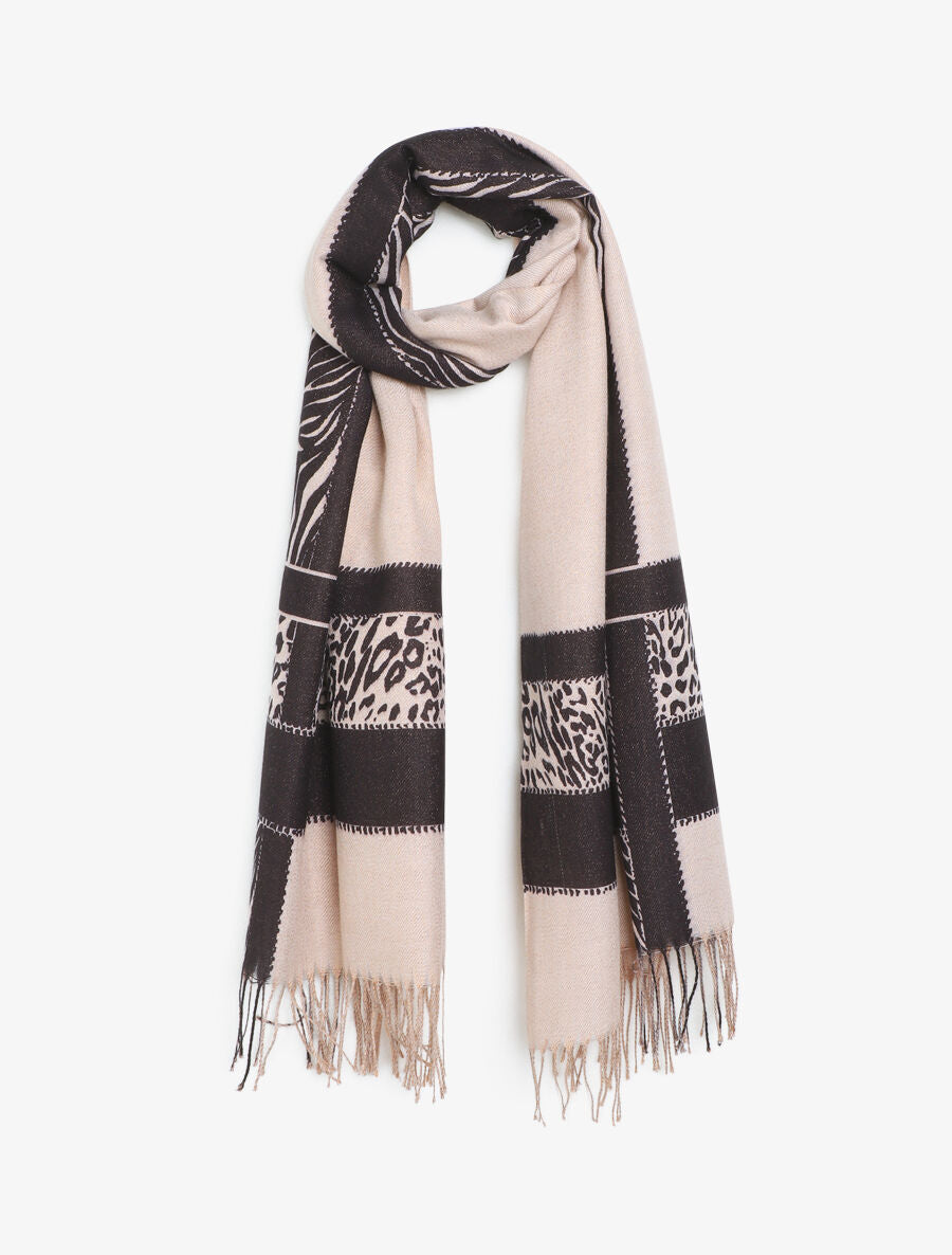 Echarpe irisée motif léopard fantaisie - Beige - 4