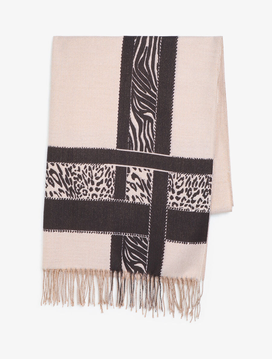 Echarpe irisée motif léopard fantaisie - Beige - 2