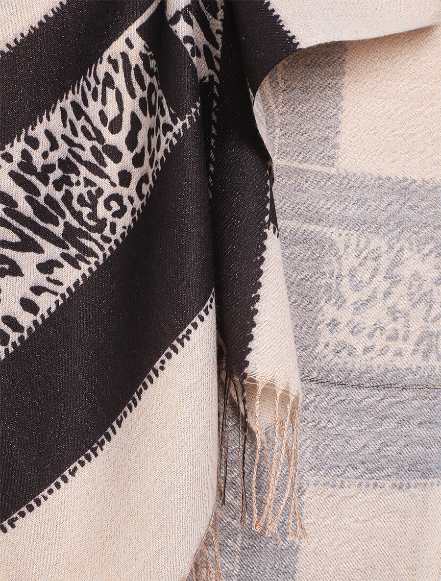 Echarpe irisée motif léopard fantaisie - Beige - 3