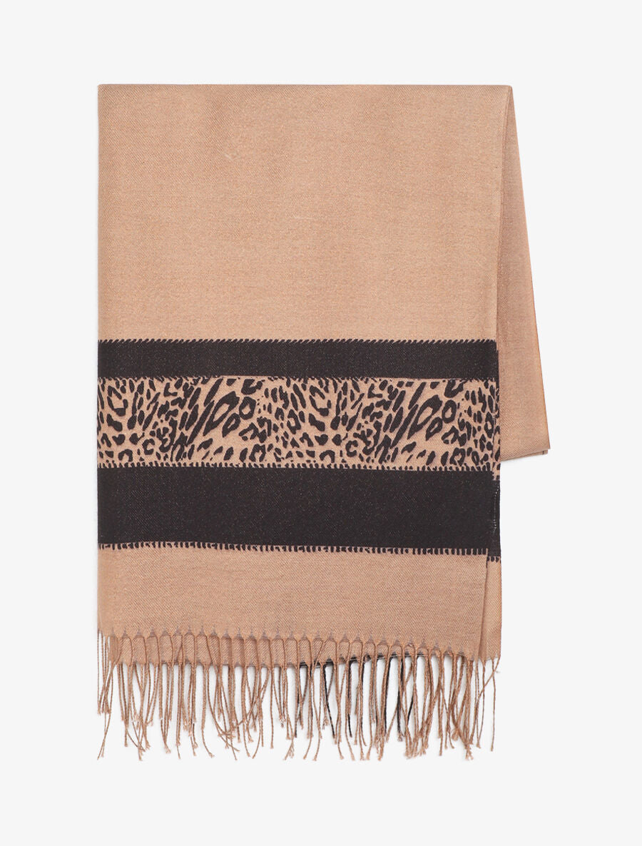 Echarpe irisée motif léopard fantaisie - Camel - 2