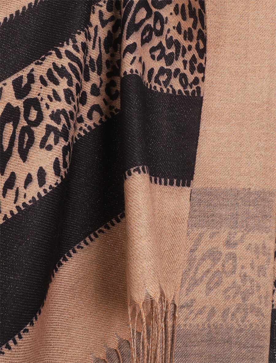 Echarpe irisée motif léopard fantaisie - Camel - 3