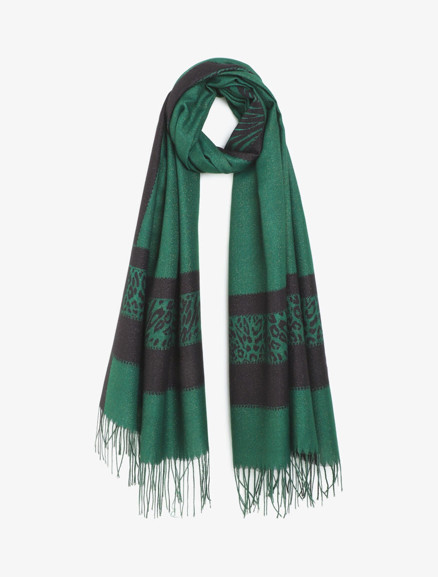 Echarpe irisée motif léopard fantaisie - Vert - 1