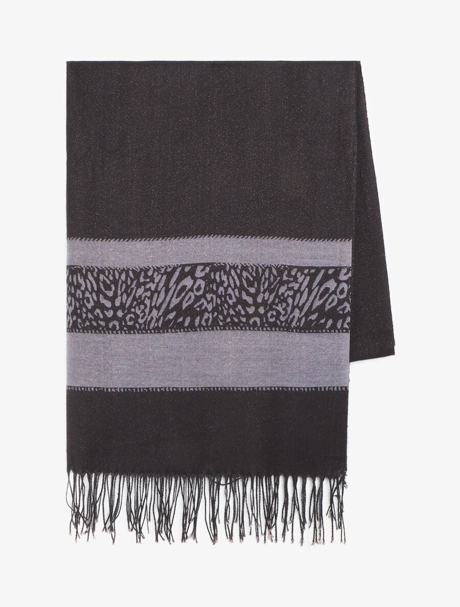 Echarpe irisée motif léopard fantaisie - Noir - 2