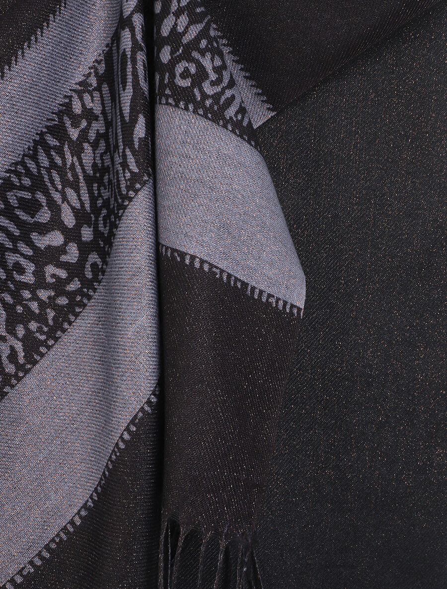 Echarpe irisée motif léopard fantaisie - Noir - 3