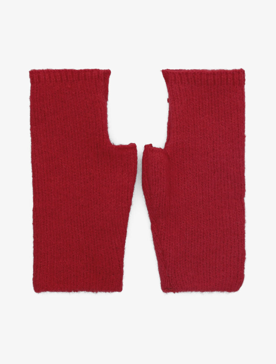 Mitaines unies en maille - Rouge - 2