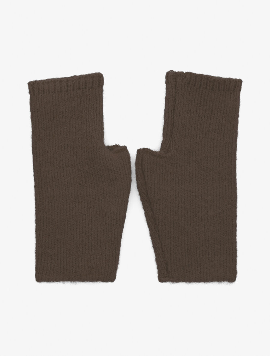 Mitaines unies en maille - Marron - 2