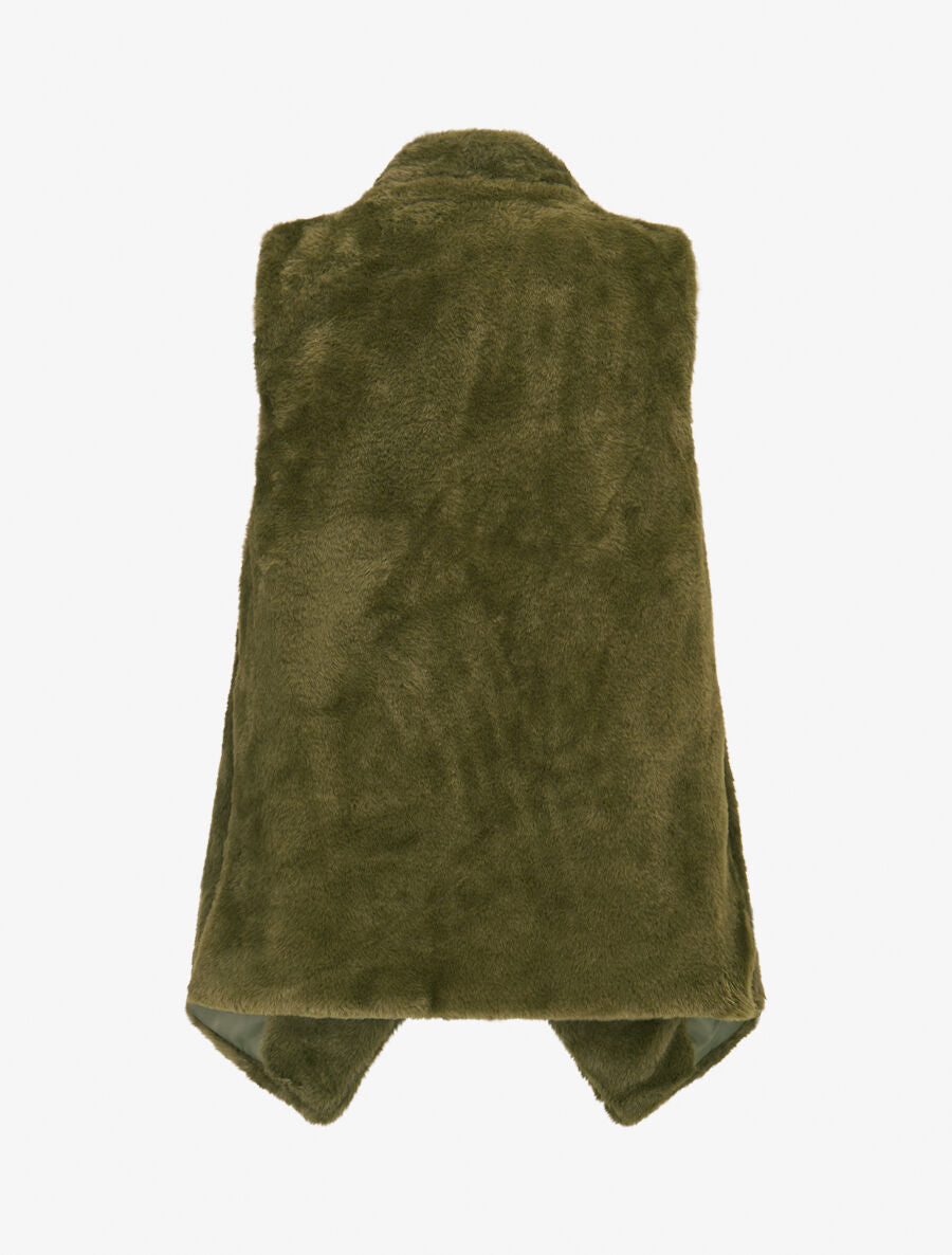 Gilet sans manches en fourrure synthétique - Vert - 2