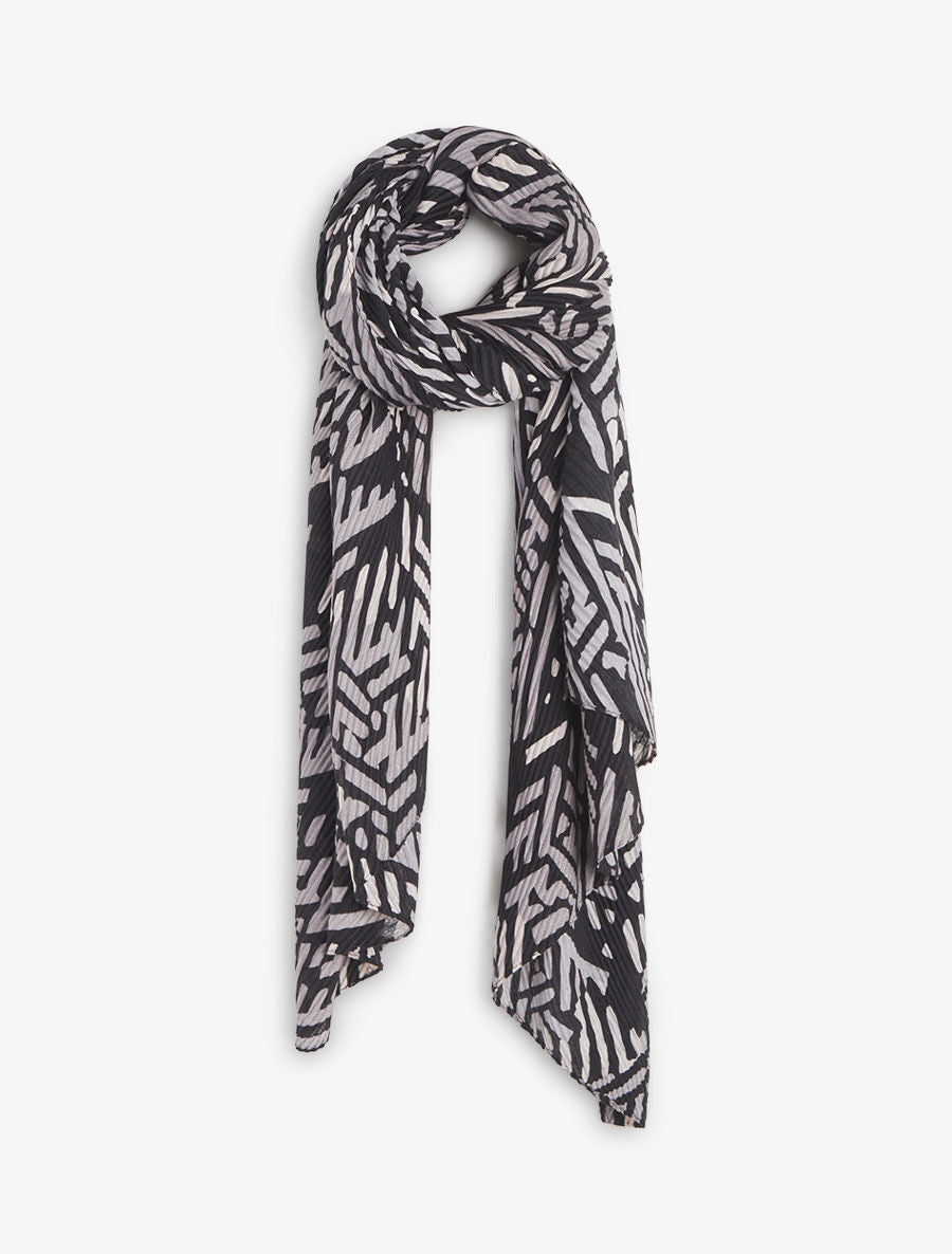 Foulard imprimé graphique bicolore - Noir - 1