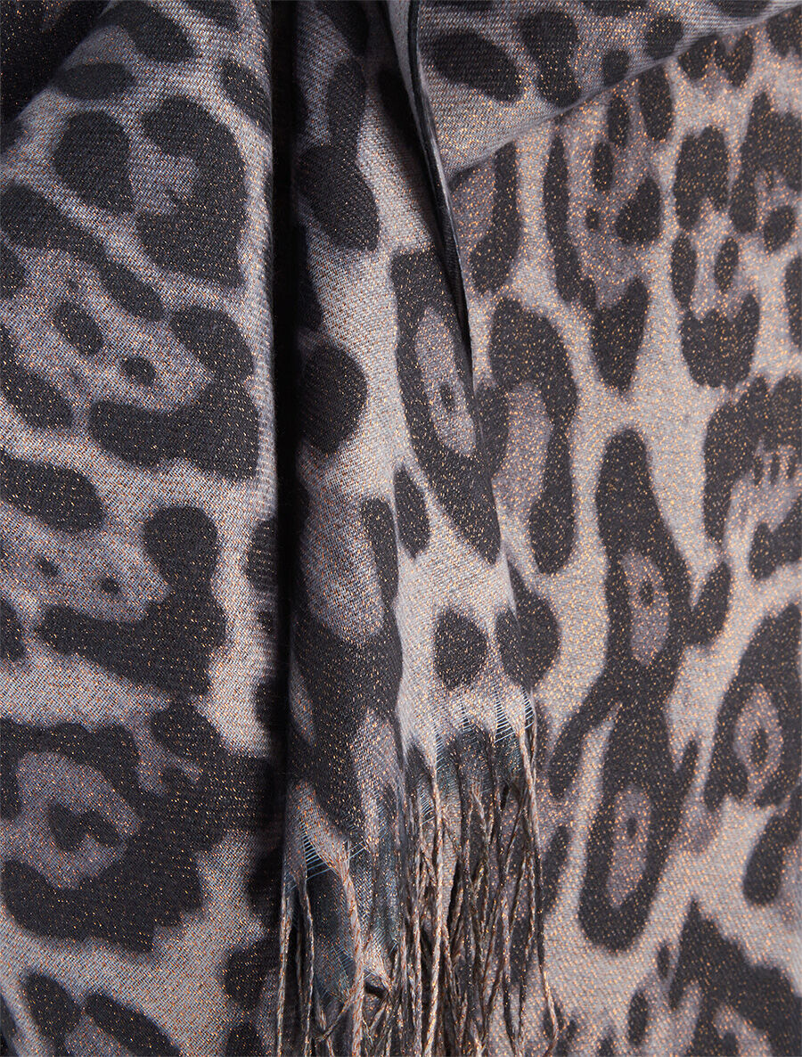 Foulard à imprimé léopard irisé - Gris - 3