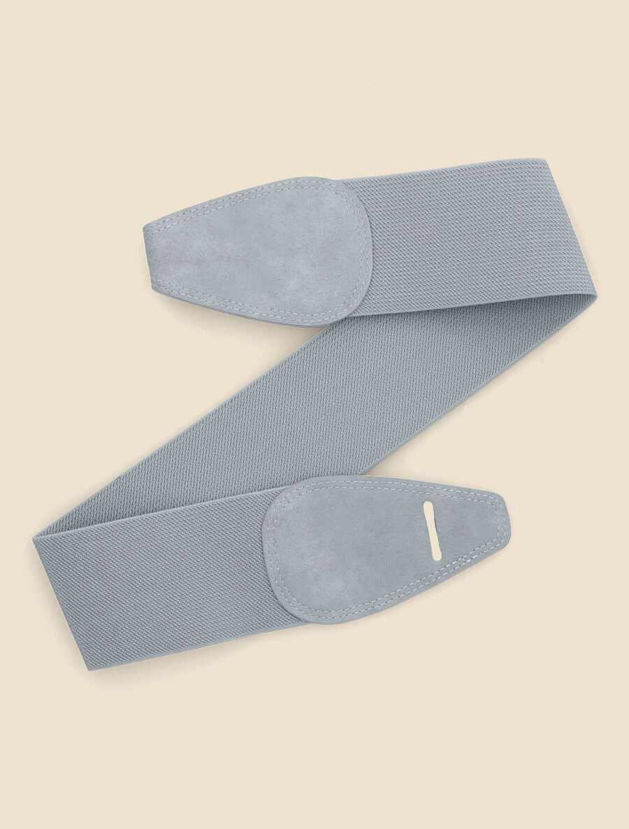 Ceinture en simili et tissu - Bleu clair - 3