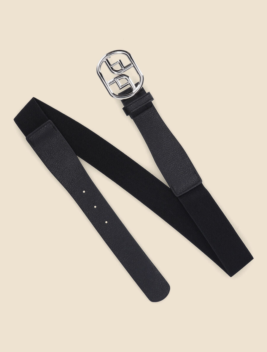 Ceinture élastiquée à boucle fantaisie - Noir - 3