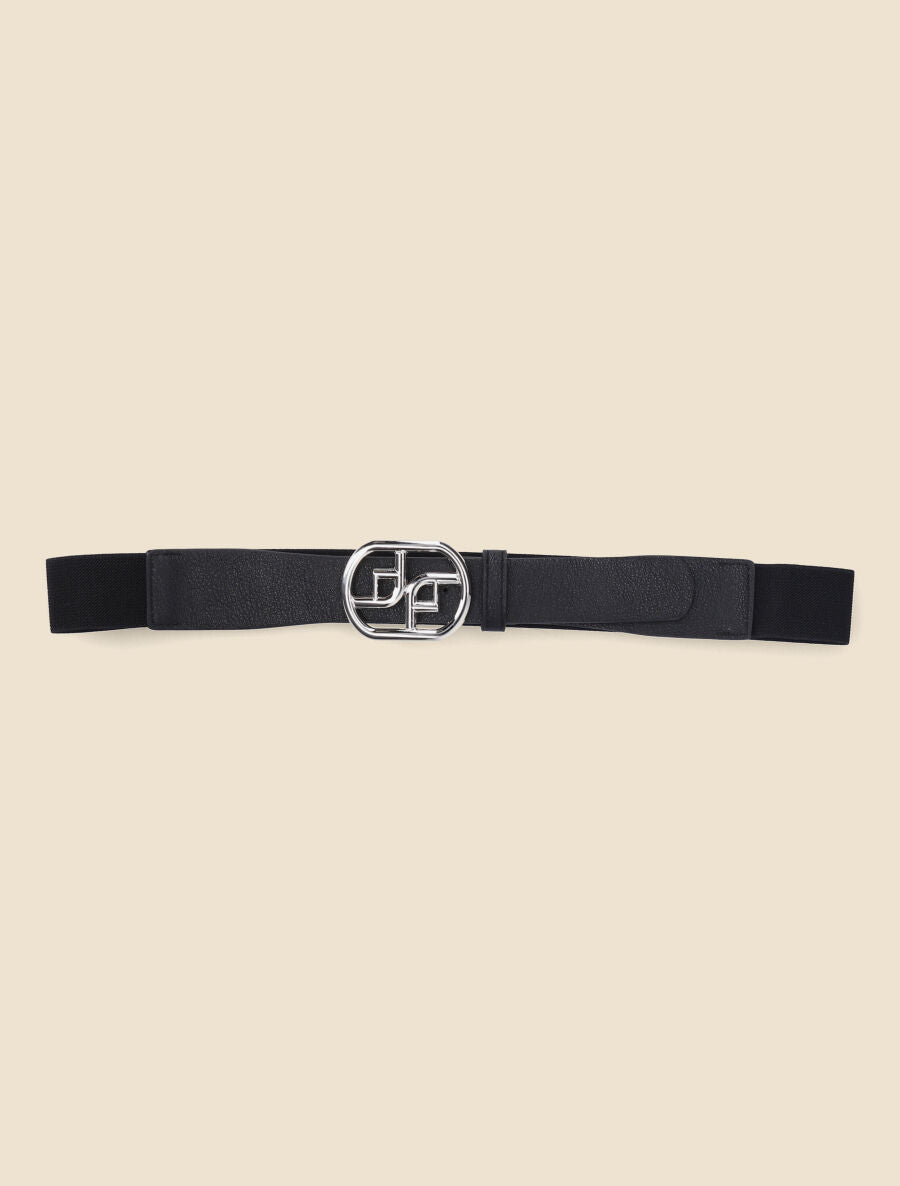 Ceinture élastiquée à boucle fantaisie - Noir - 2