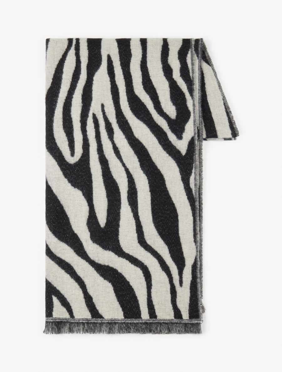 Echarpe duveteux à imprimé zèbré - Noir - 2