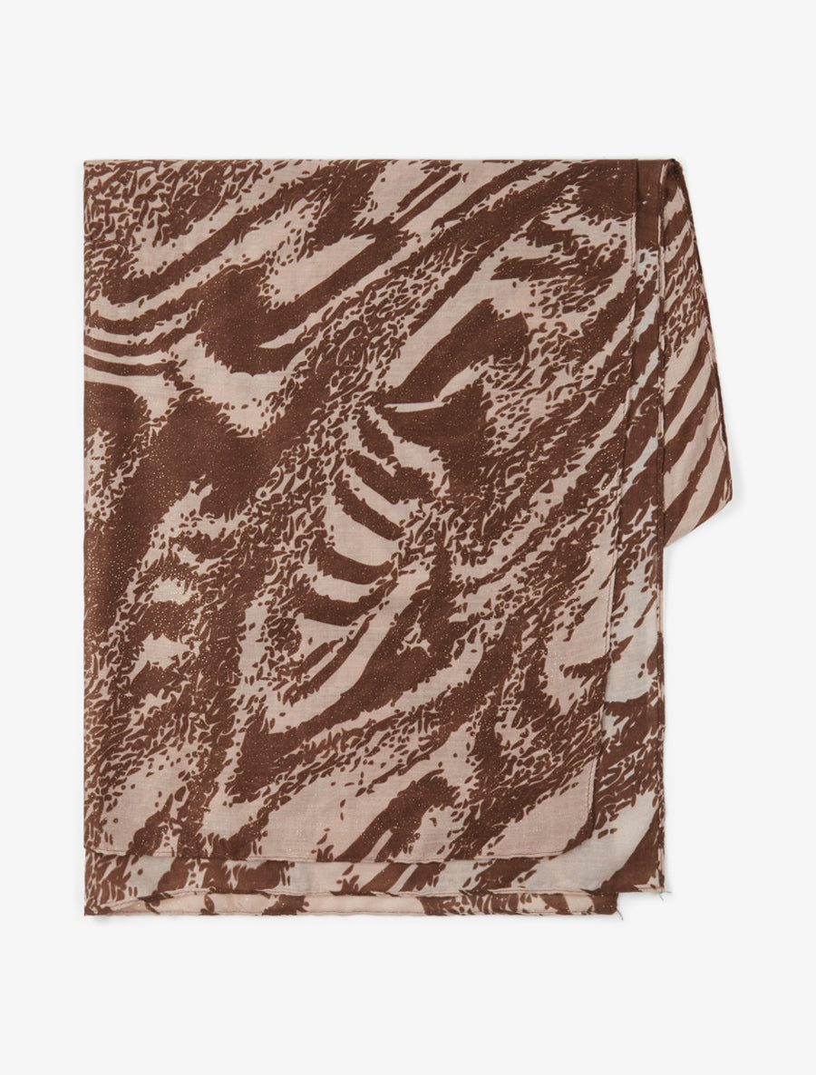 Foulard à imprimé abstrait pailleté - Marron - 2