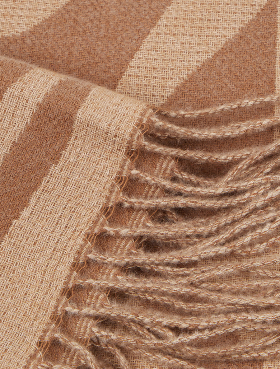 Echarpe à imprimé coeurs concentriques - Camel - 3