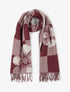 Echarpe à carreaux et fleurs - Prune - 1