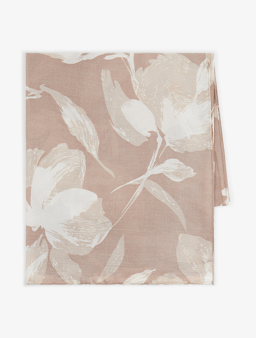 Foulard irisé à motif floral - Taupe - 2