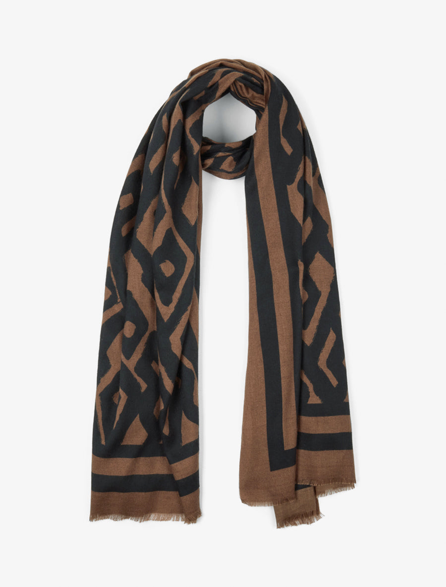 Foulard à motif graphique - Marron - 1
