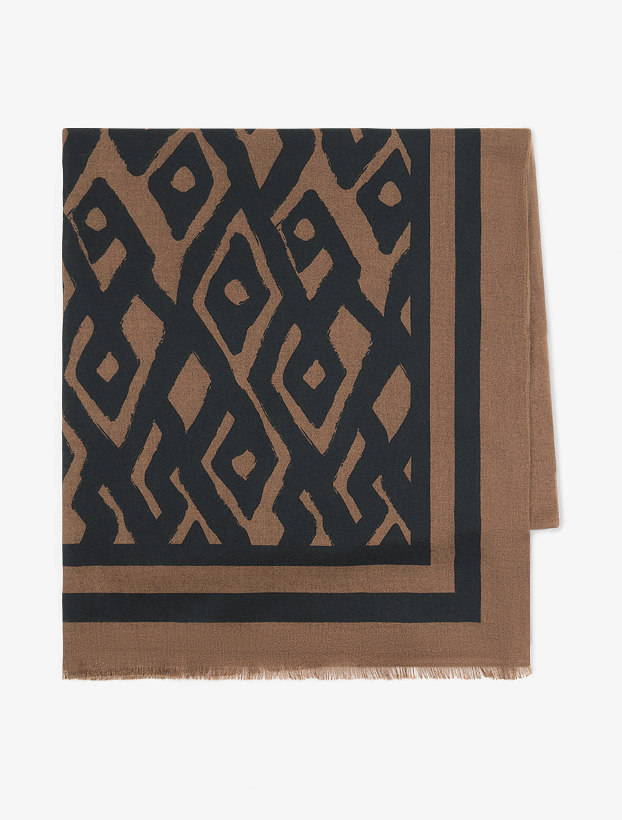 Foulard à motif graphique - Marron - 2