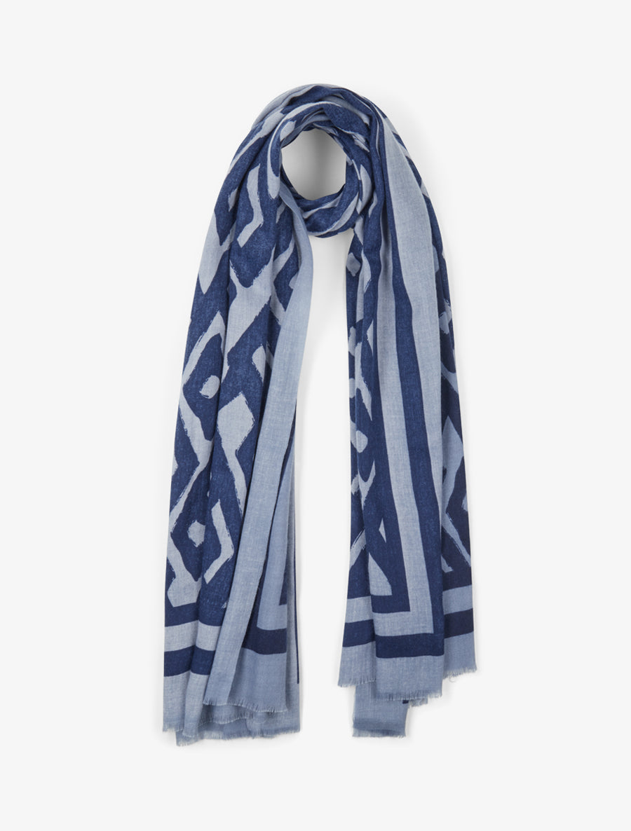 Foulard à motif graphique - Bleu - 1