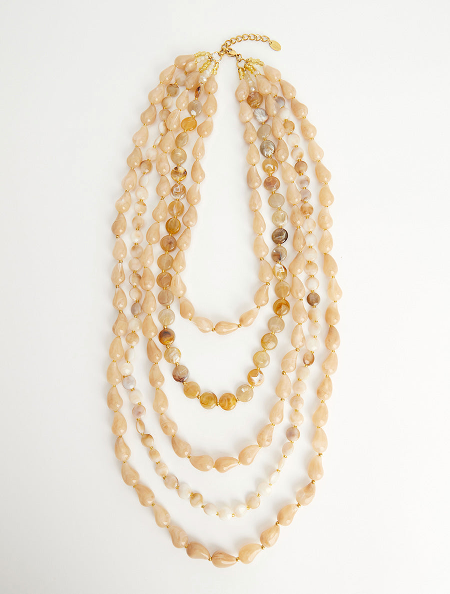 Sautoir à perles en résine - Beige - 2