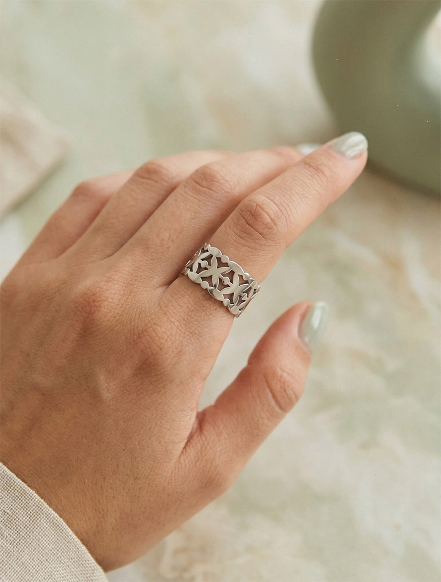 Bague ajourée ajustable - Argent - 1