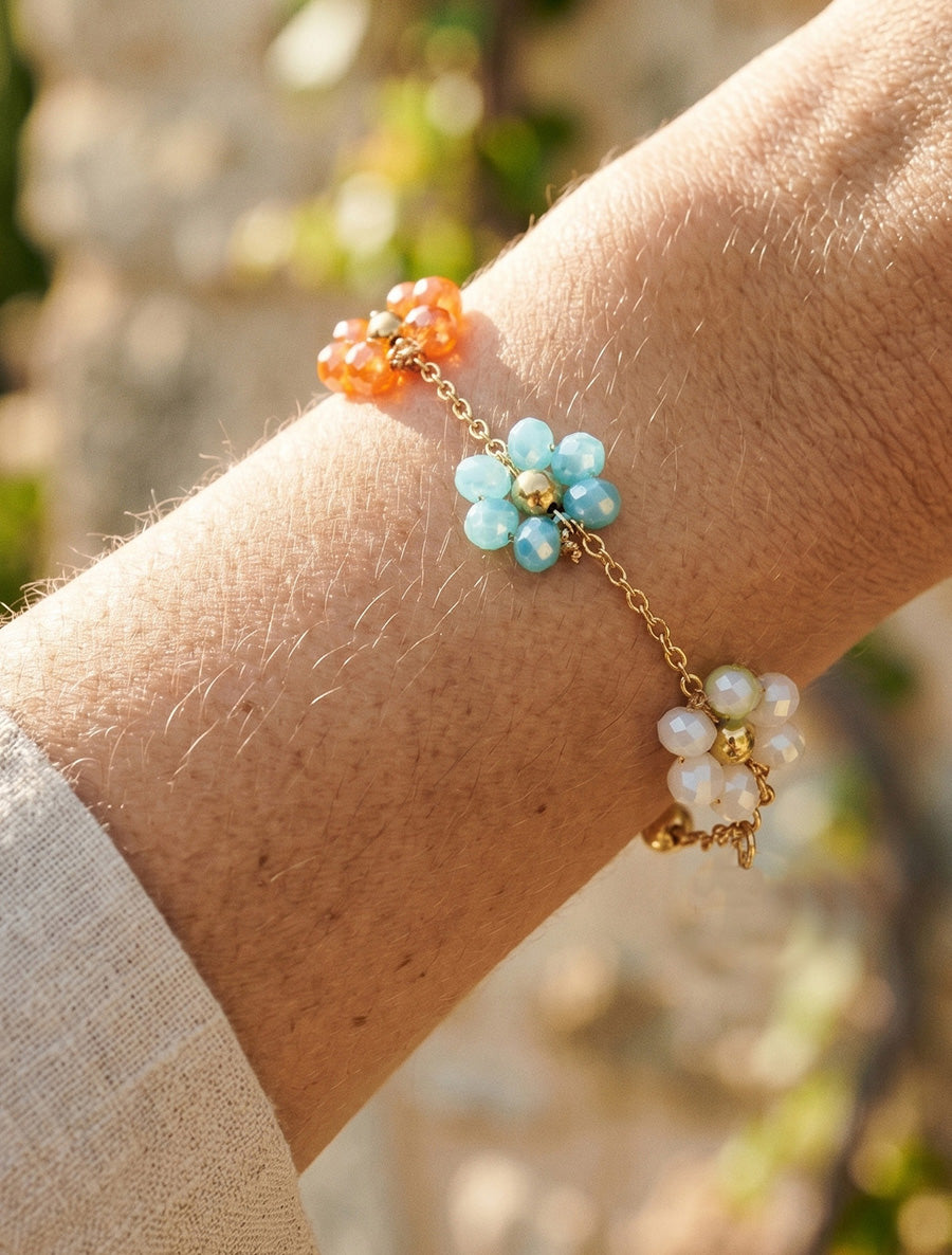 Bracelet à petites fleurs perlées et colorées - Multi - 1