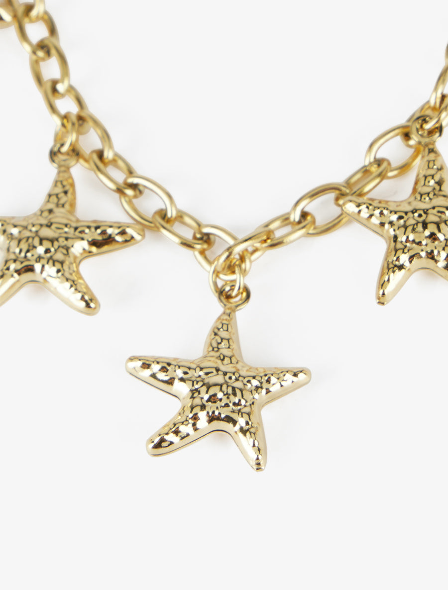 Collier étoiles de mer en maille forçat - Or - 3