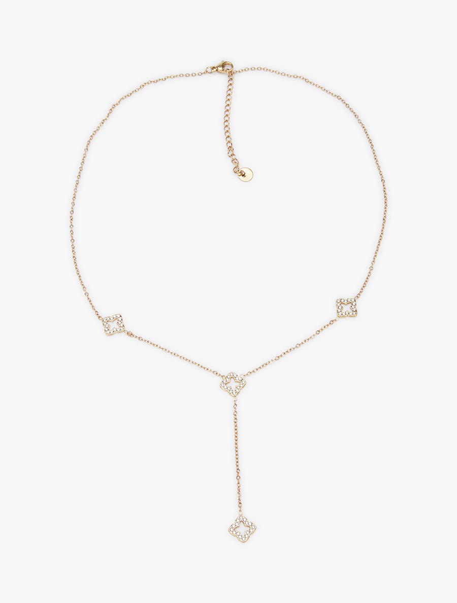 Collier en Y à motif trèfles - Or - 2