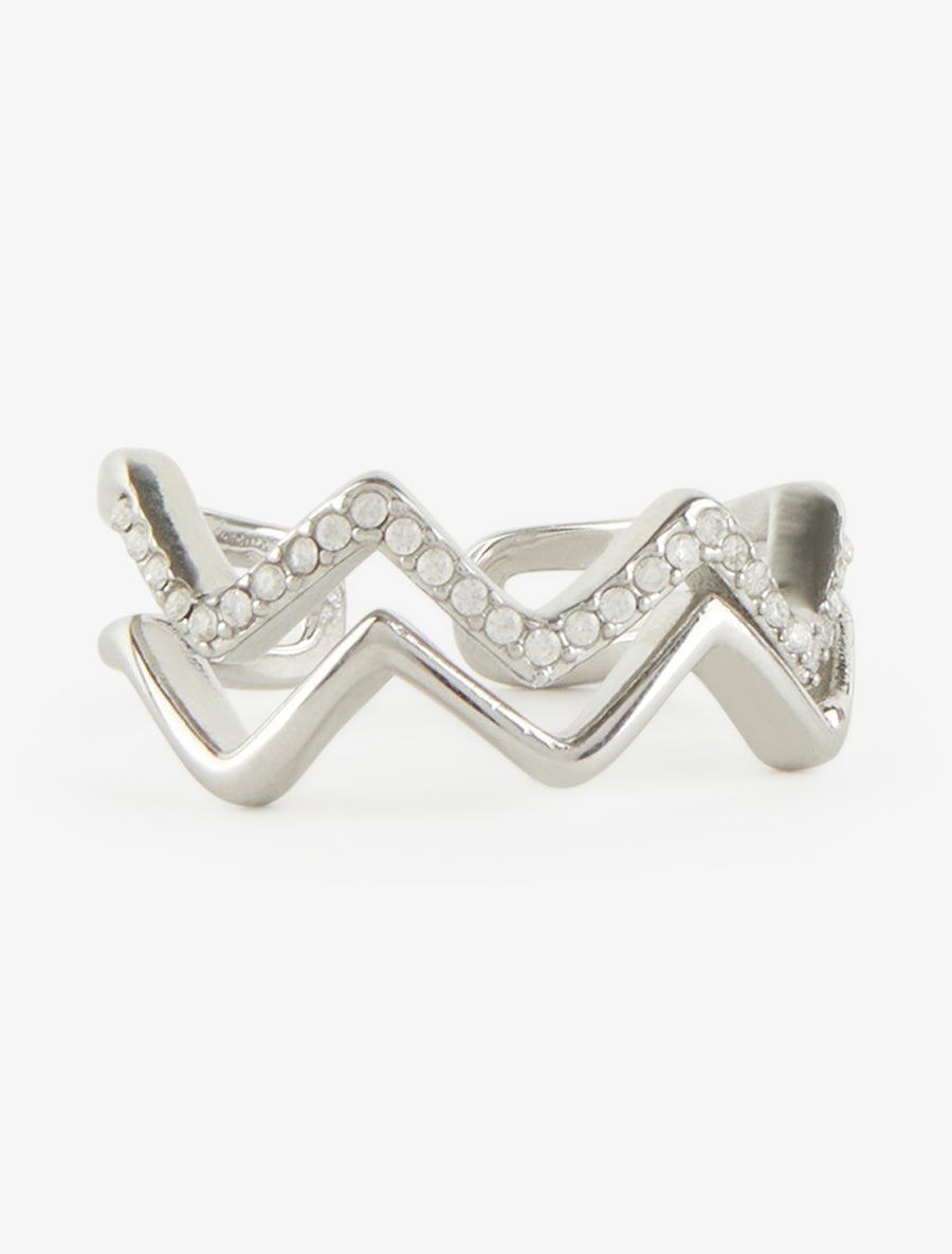 Bague zigzag à strass - Argent - 3