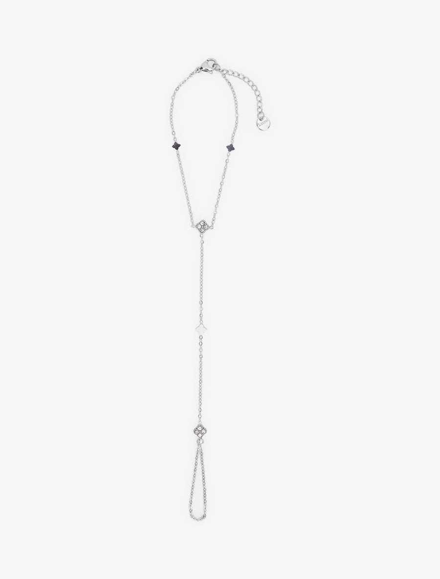 Chaîne de main à trèfles orné de zircons blancs - Argent - 2