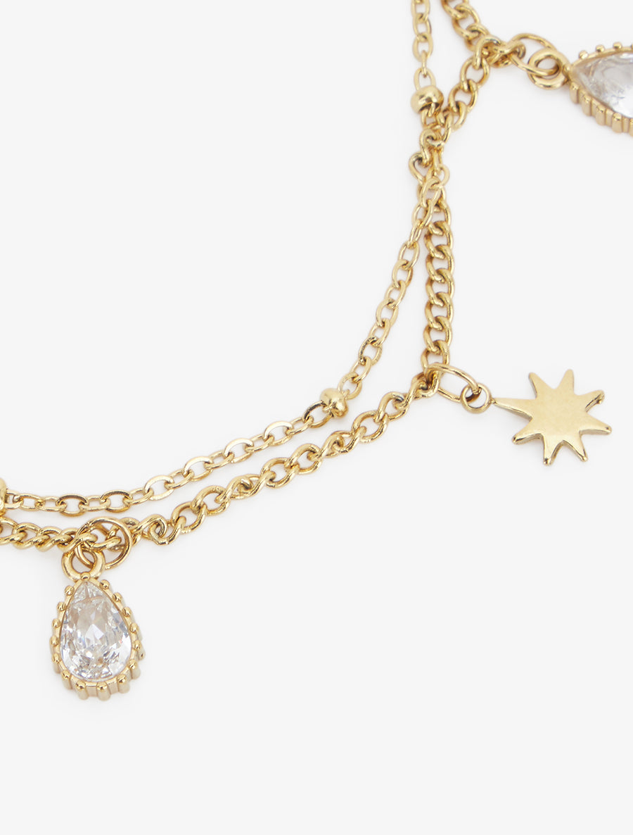 Bracelet étoiles et gouttes ornées de zircons blancs - Or - 3