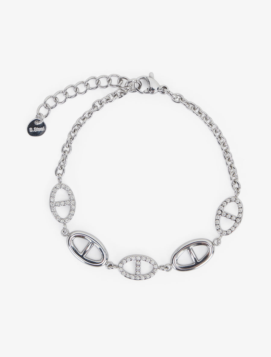 Bracelet maillons marins ornés de zircons blancs - Argent - 2