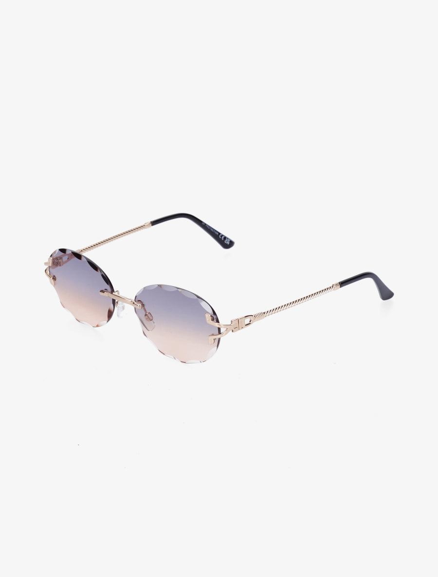 Lunettes ovales à monture torsadée - Marron - 1