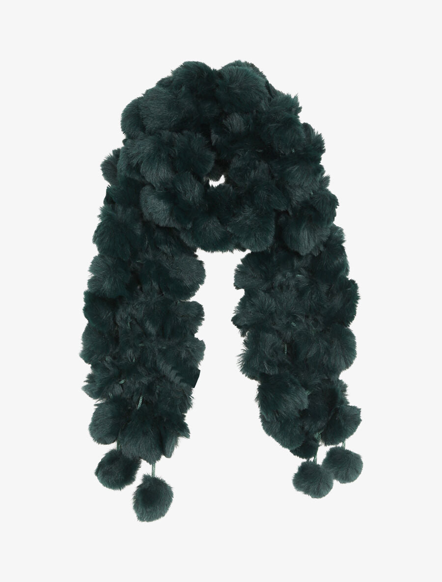 Echarpe en pompons en fausse fourrure - Vert sapin - 1