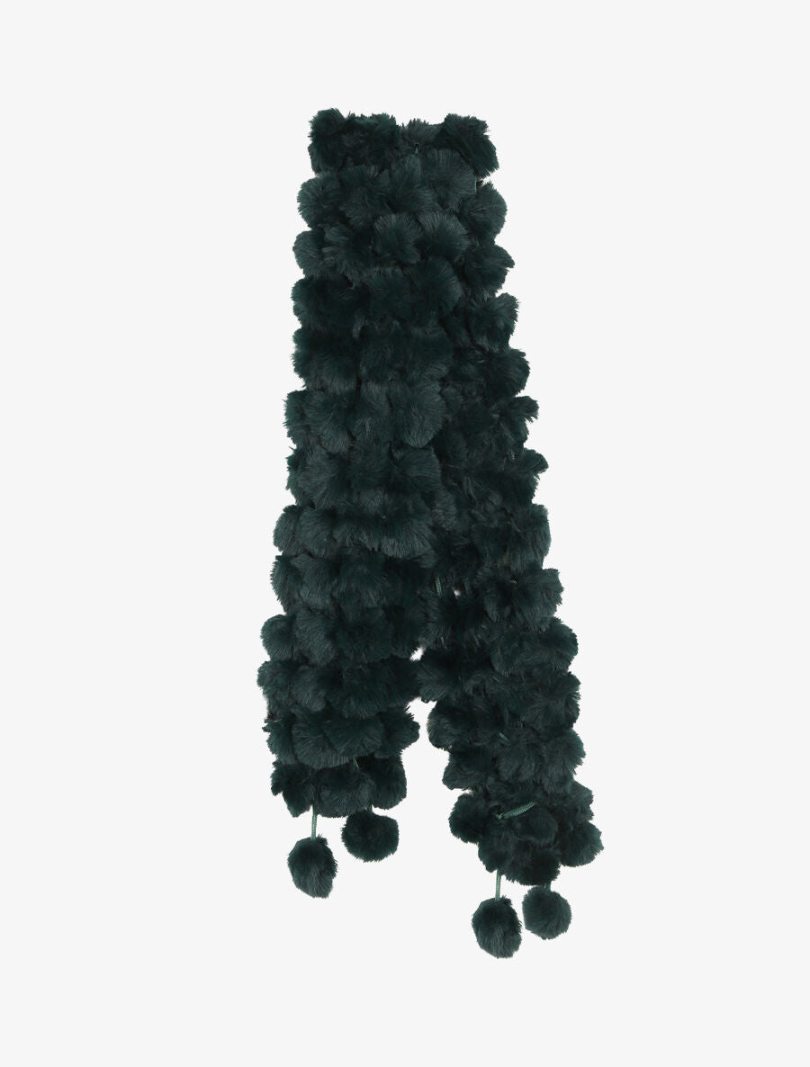 Echarpe en pompons en fausse fourrure - Vert sapin - 2