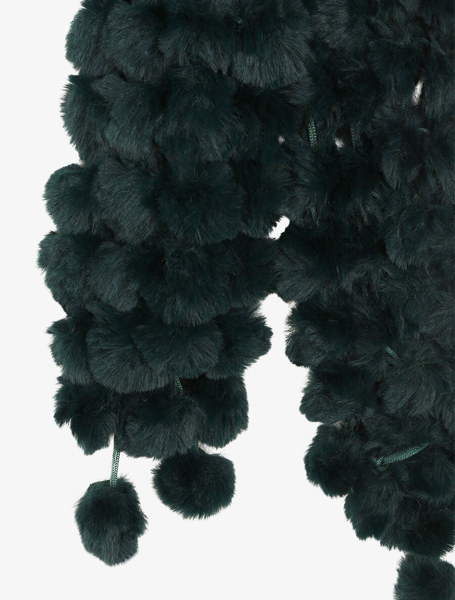 Echarpe en pompons en fausse fourrure - Vert sapin - 3