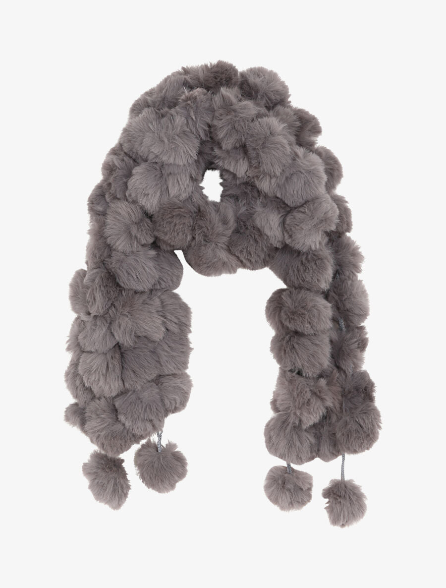 Echarpe en pompons en fausse fourrure - Gris foncé - 1