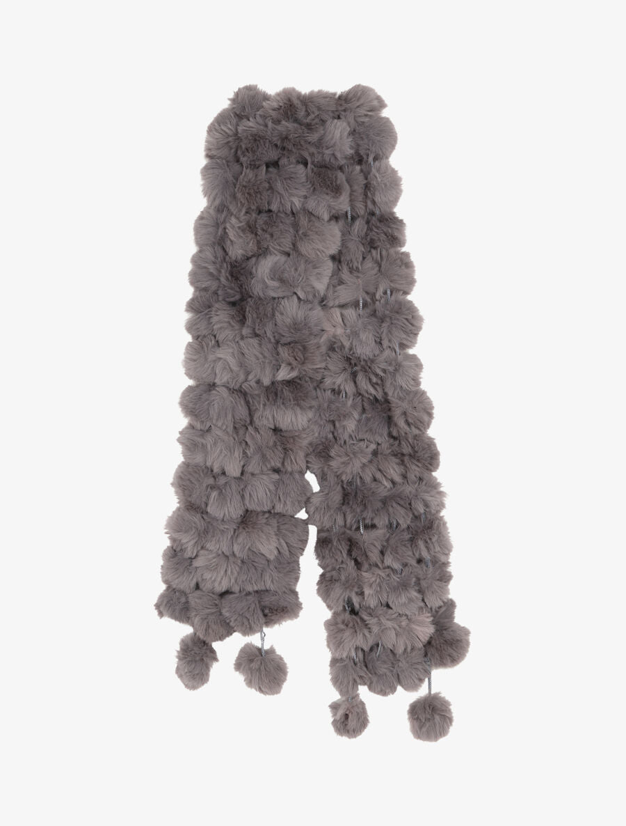 Echarpe en pompons en fausse fourrure - Gris foncé - 2