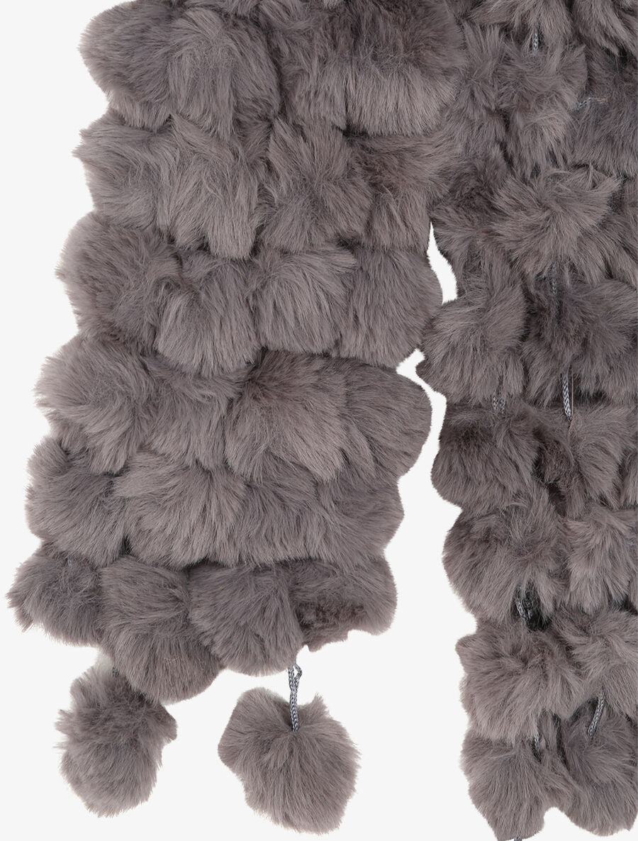 Echarpe en pompons en fausse fourrure - Gris foncé - 3