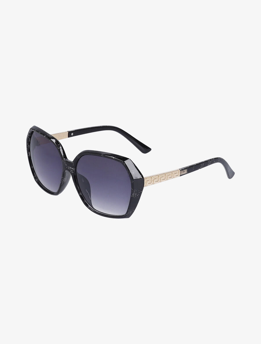 Lunettes octogonales oversize - Noir/or - 1