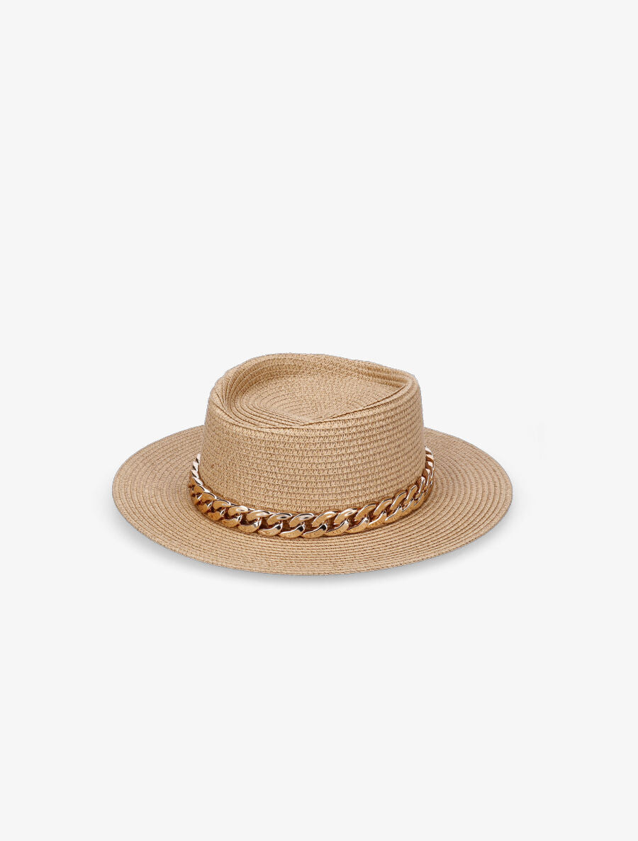 Canotier à galon en chaîne - Sable - 1